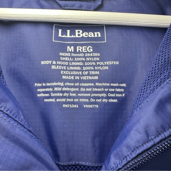 L.L. Bean Navy Blue Hooded Windbreaker Weatherproof Rain Jacket Mens Medium Reg - Picture 5 of 7